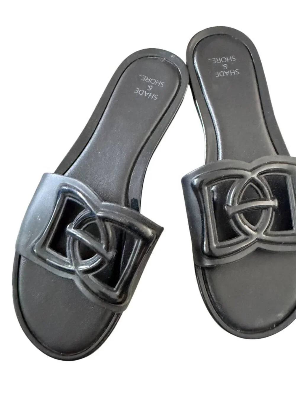 SHADE & SHORE Black Slide Sandals Size US 6